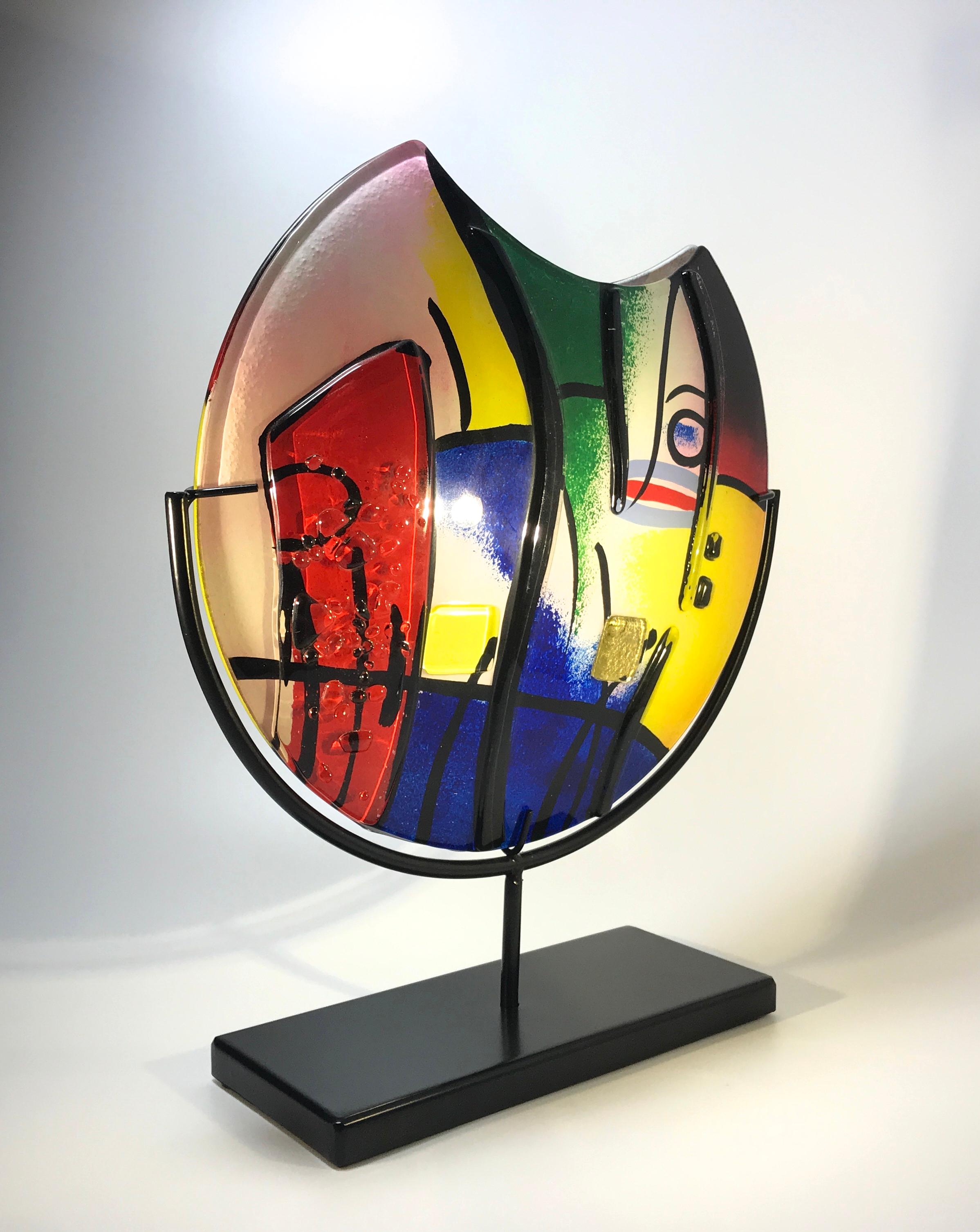 Cuit Vase en verre fusionné d'art moderne abstrait inspiré de Pablo Picasso en vente