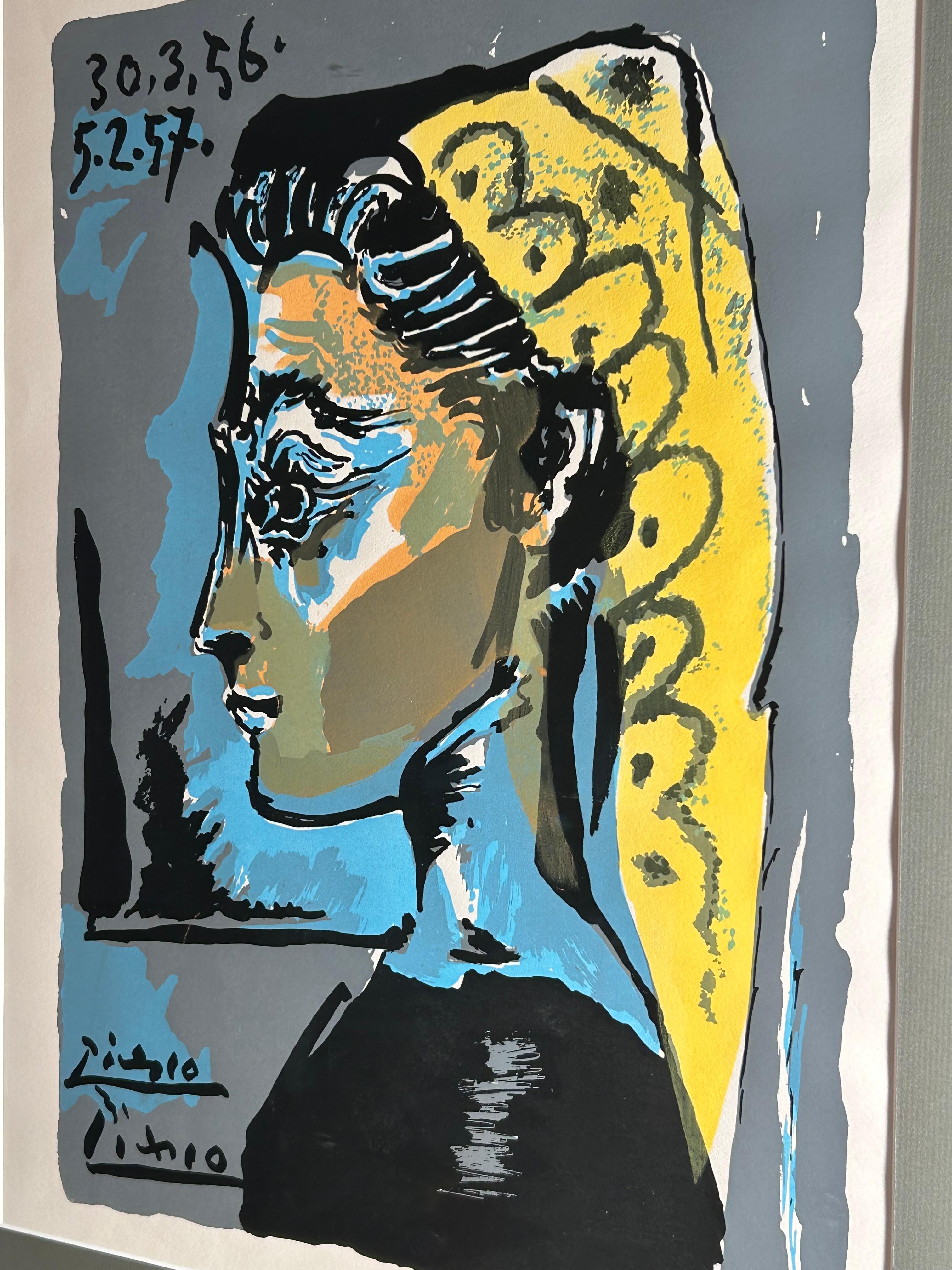 Pablo Picasso 'Jacqueline' Lythograph Limited Hand Numbered In Excellent Condition For Sale In Southampton, NJ