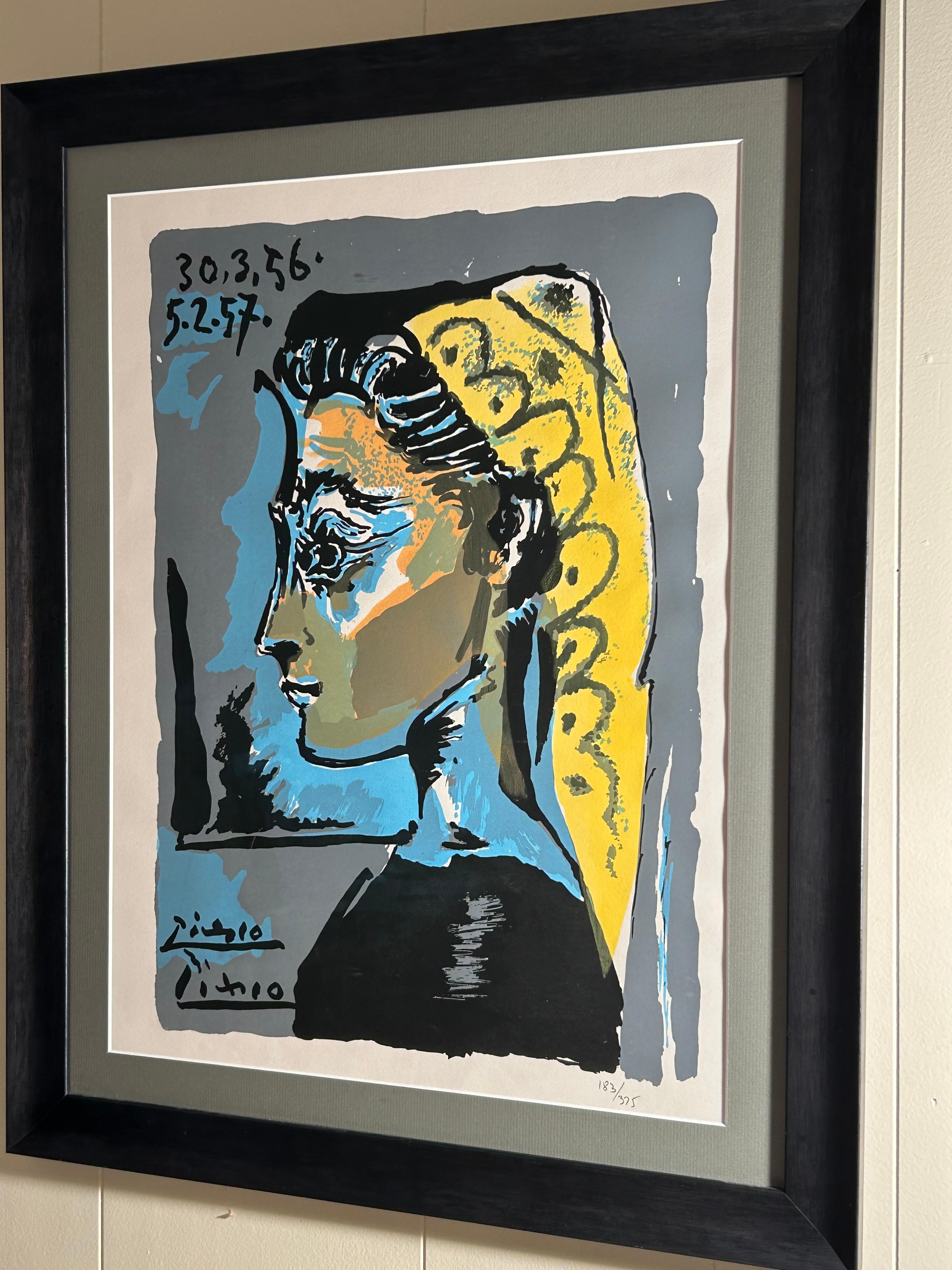 Pablo Picasso „Jacqueline“ Lithographie Limitierte Hand nummeriert (Glas) im Angebot