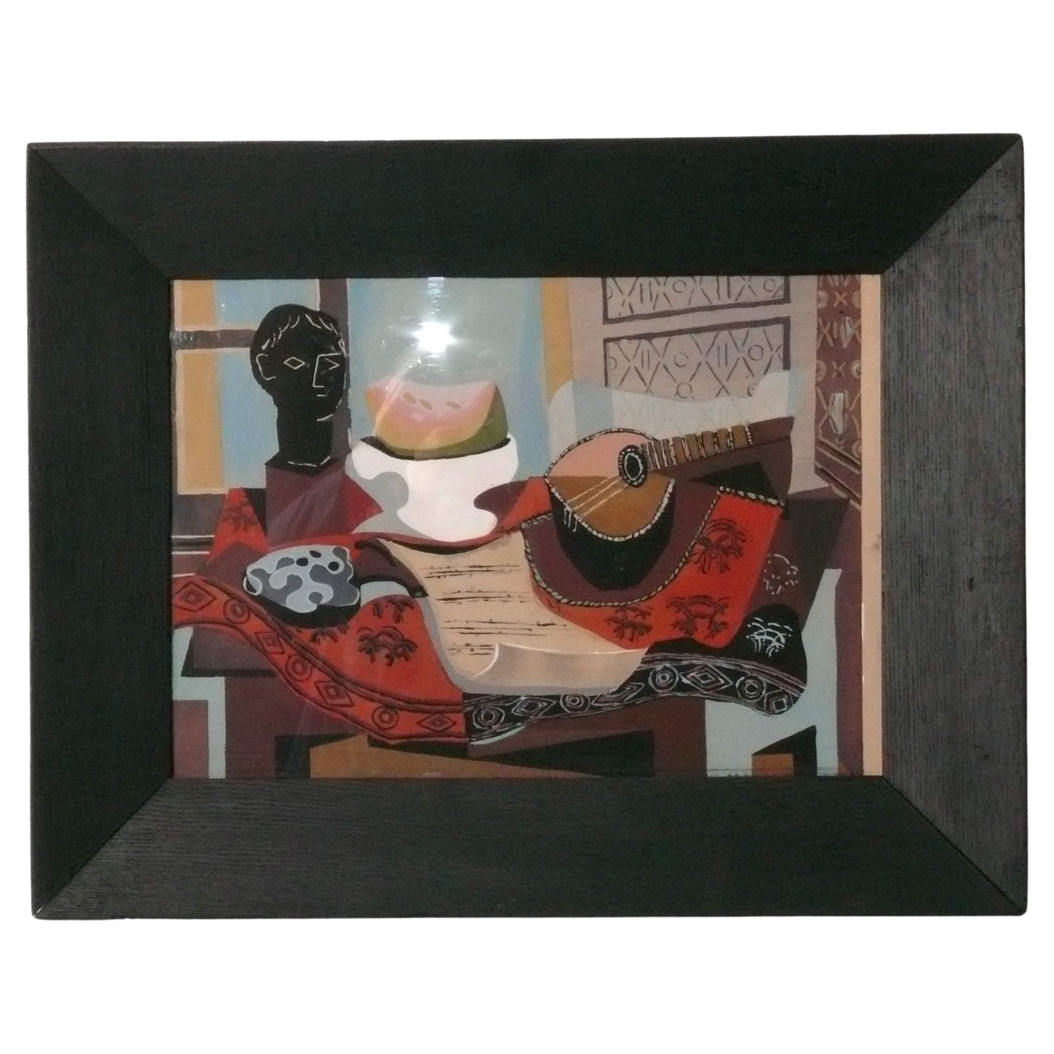 Pablo Picasso Jacques Villon Lithograph Beautiful Black Oak Frame Abstract Art