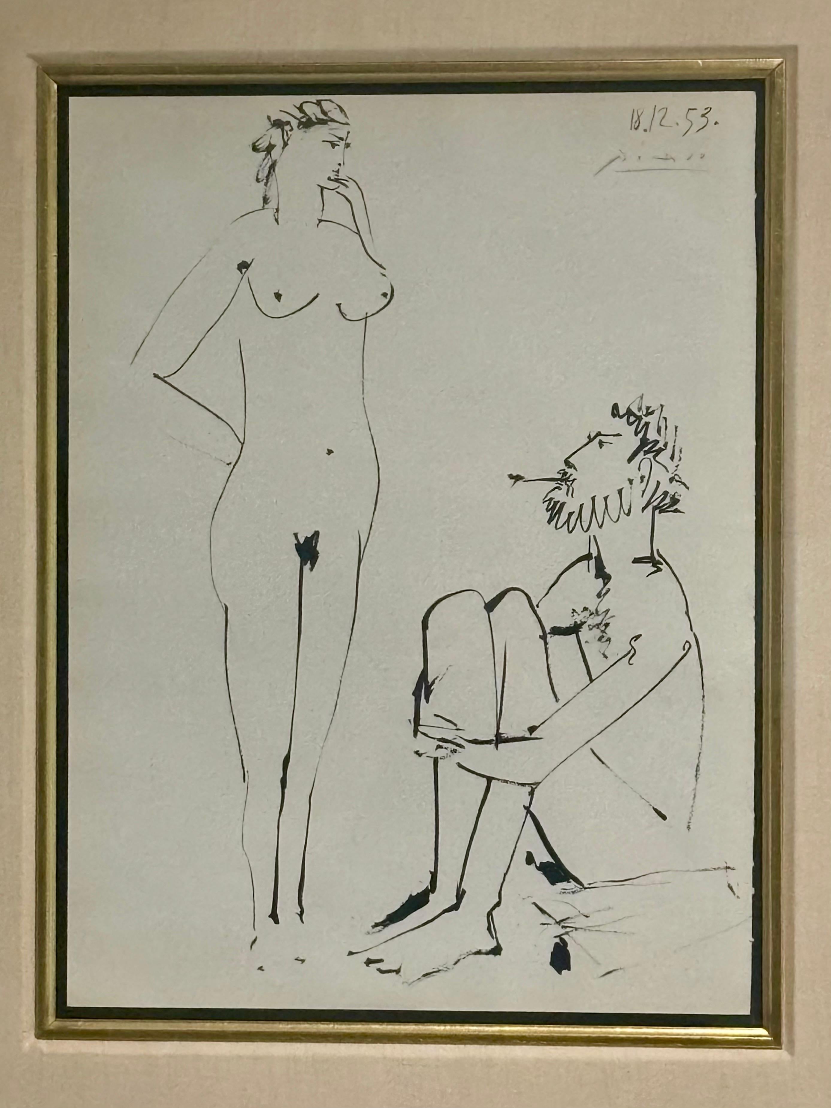 Eine außergewöhnliche und sehr begehrte Lithographie von Pablo Picasso, die für seine berühmte Serie La Comédie Humaine geschaffen und 1953 von Verve veröffentlicht wurde. Dieses Werk mit dem Datum 18.12.53 stammt aus einer der wichtigsten