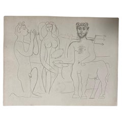 Retro Pablo Picasso Limited Ed. Lithograph From Portfolio Les Dessins D'Antibes, 1958