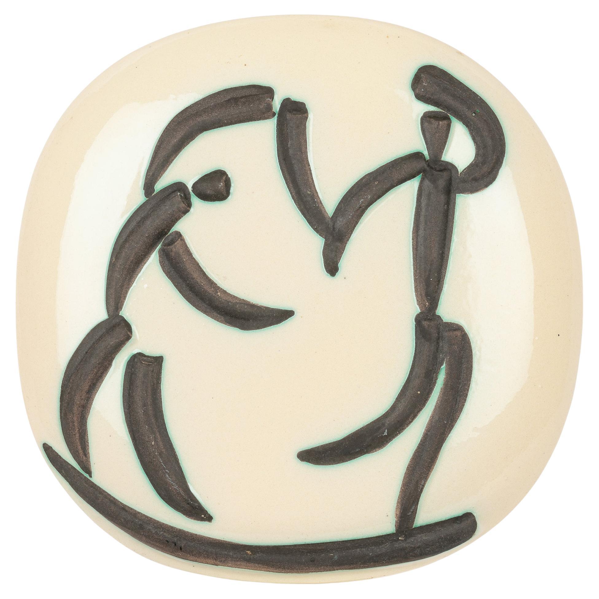 Pablo Picasso Limited Edition Danseurs Glazed Earthenware Wall Plaque A.R. 387 im Angebot