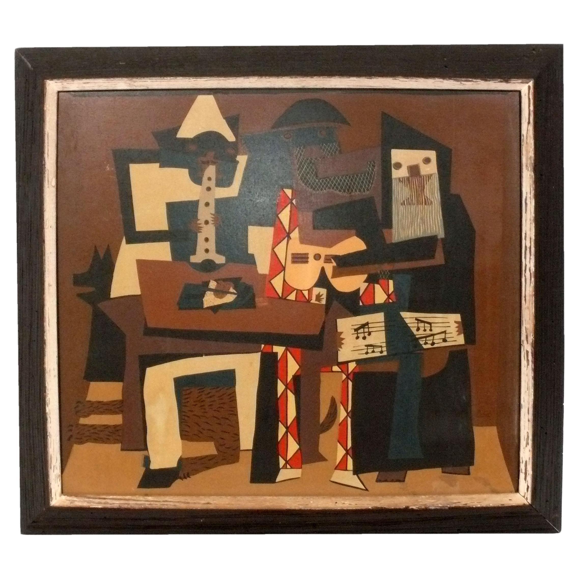 Pablo Picasso Lithographie sur Panneau Cadre Vintage Bydenryk Art Moderne du Milieu du Siècle