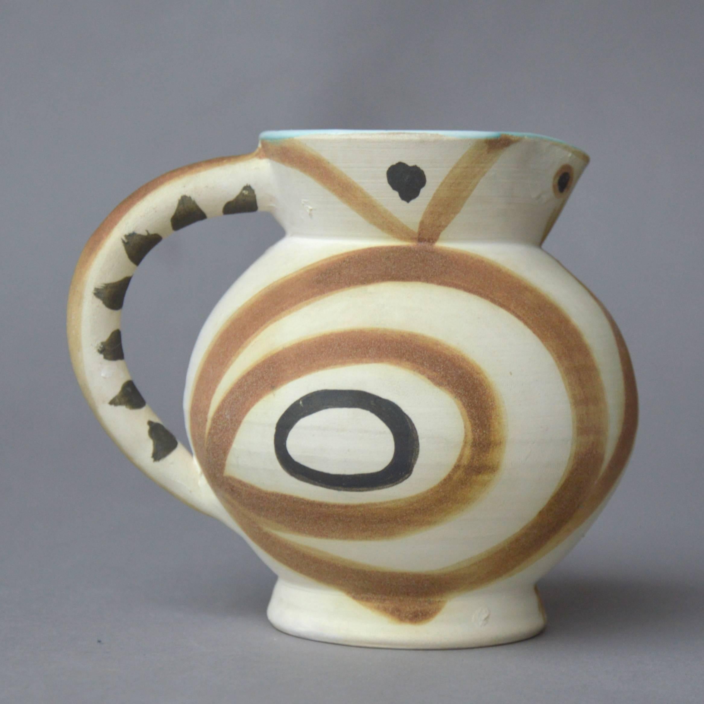Turned Pablo Picasso Madoura Ceramic Pitcher Little Wood-Owl, 1949 For Sale