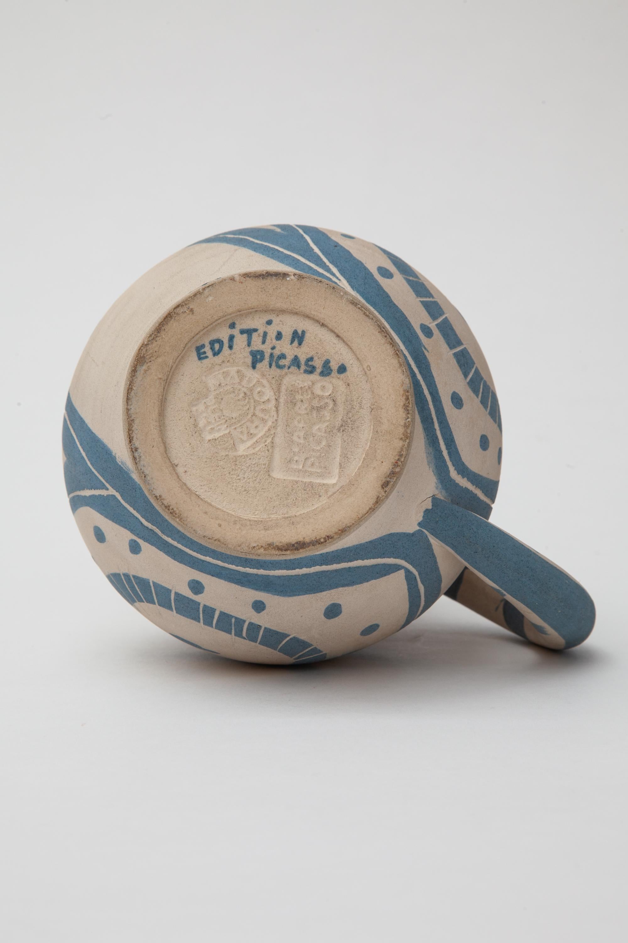 Hand-Crafted Pablo Picasso, Madoura Ceramic Pitcher, 