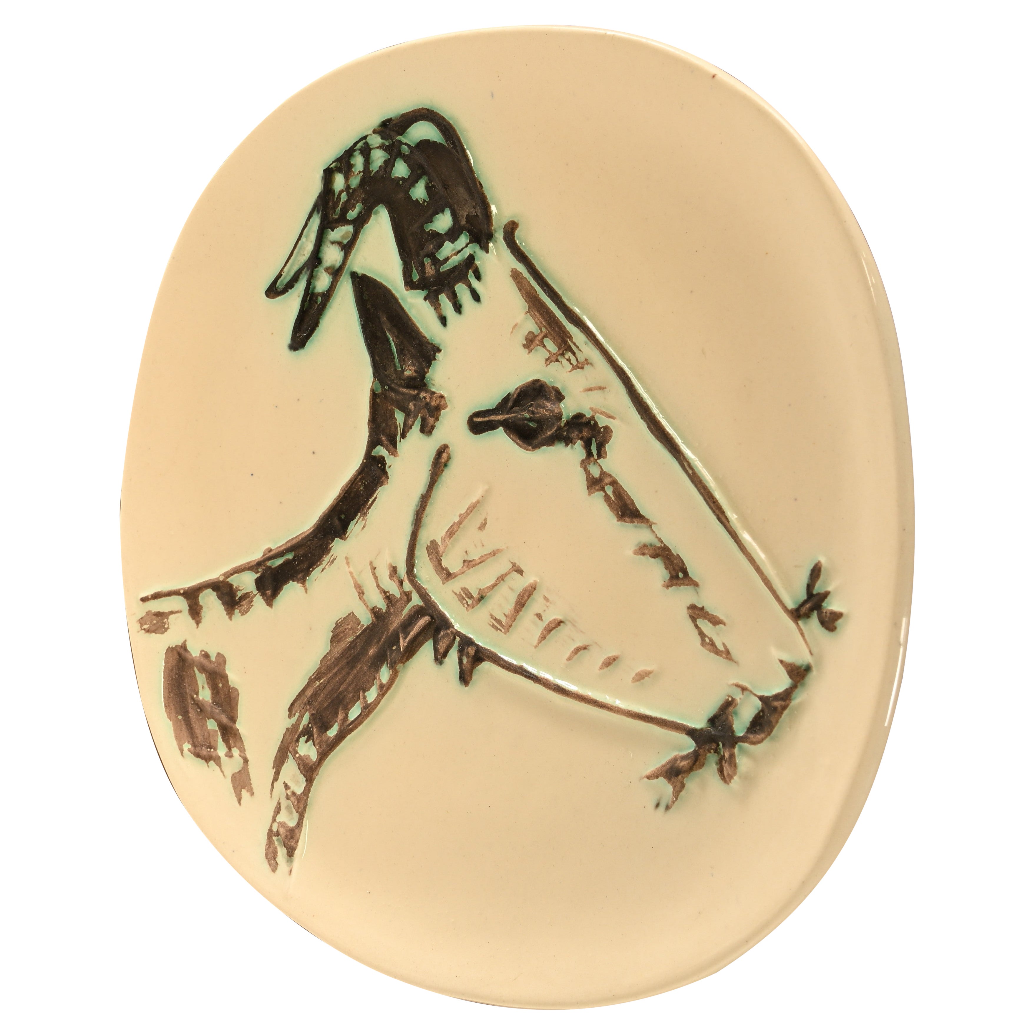 Pablo Picasso Madoura "Tête de Chevreuil de Profil" Ceramic Plate, 1950-1952