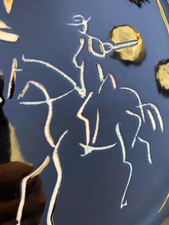 Corrida sur fond noir, Picasso, Multiple, 1950's, Animal, Toros, Spanish, Plate