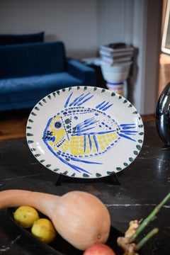 Poisson fond blanc, Picasso, 1950's, ceramic, design, plate, fish, Mediteraneen