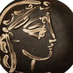 'Profil de Jacqueline' Ceramic Convex Madoura Pottery Wall Plaque A. Ramie 383