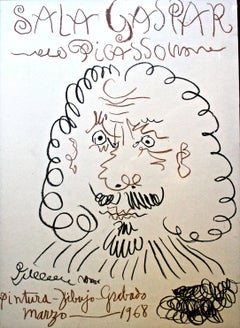 Vintage Pablo Picasso Lithograph Poster "Sala Gaspar, " 1968