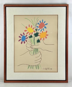 PABLO PIXASSO - LITOGRAFIA - BOUQUET DE FLEURS 1958