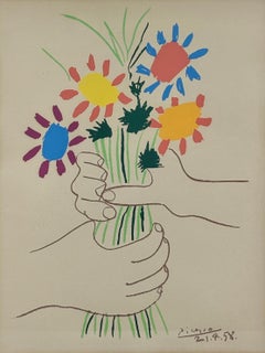PABLO PICASSO - LITOGRAFÍA - BOUQUET DE FLEURS 1958