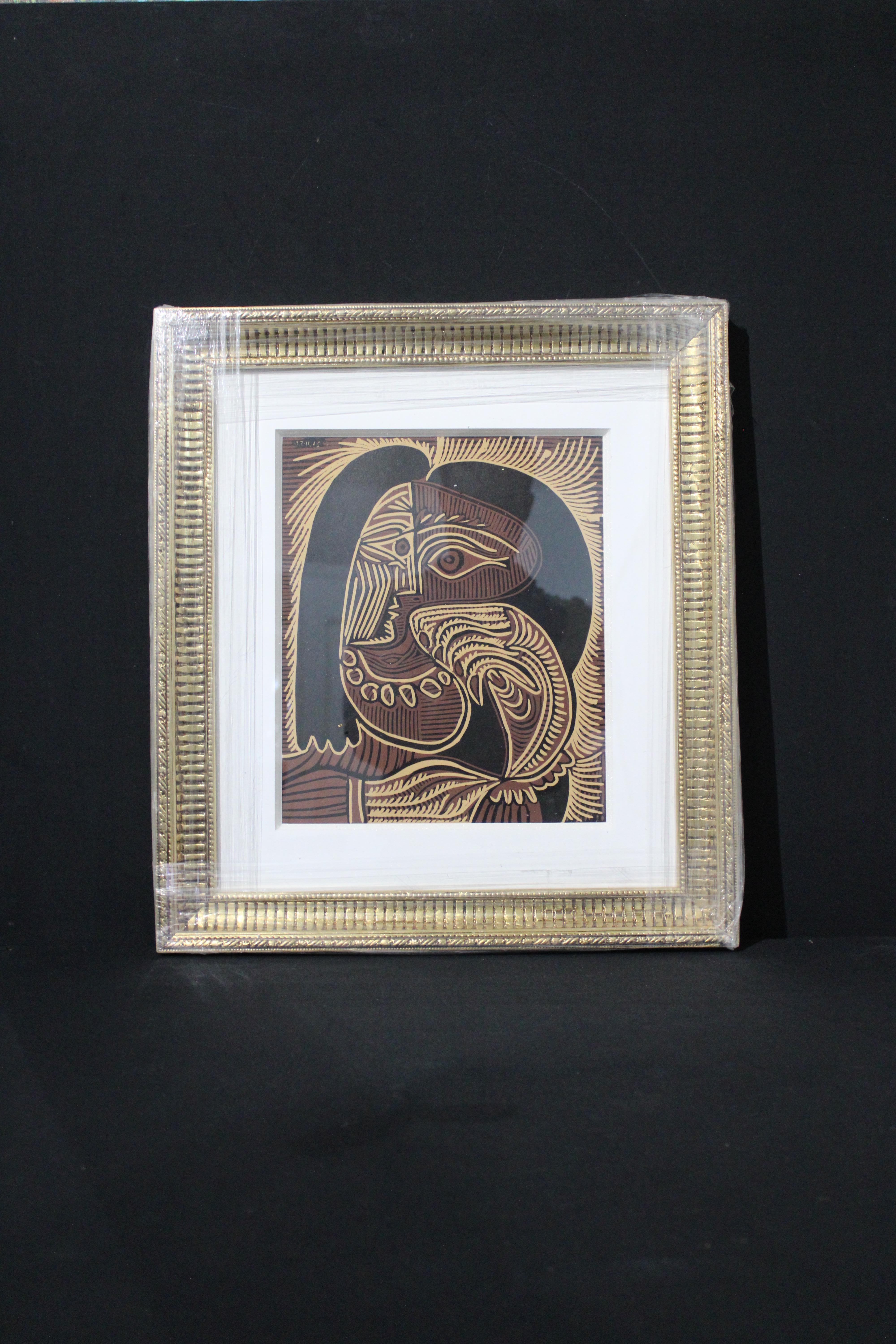 Picasso, Linoleum Cut - Cubisme Painting par Pablo Picasso