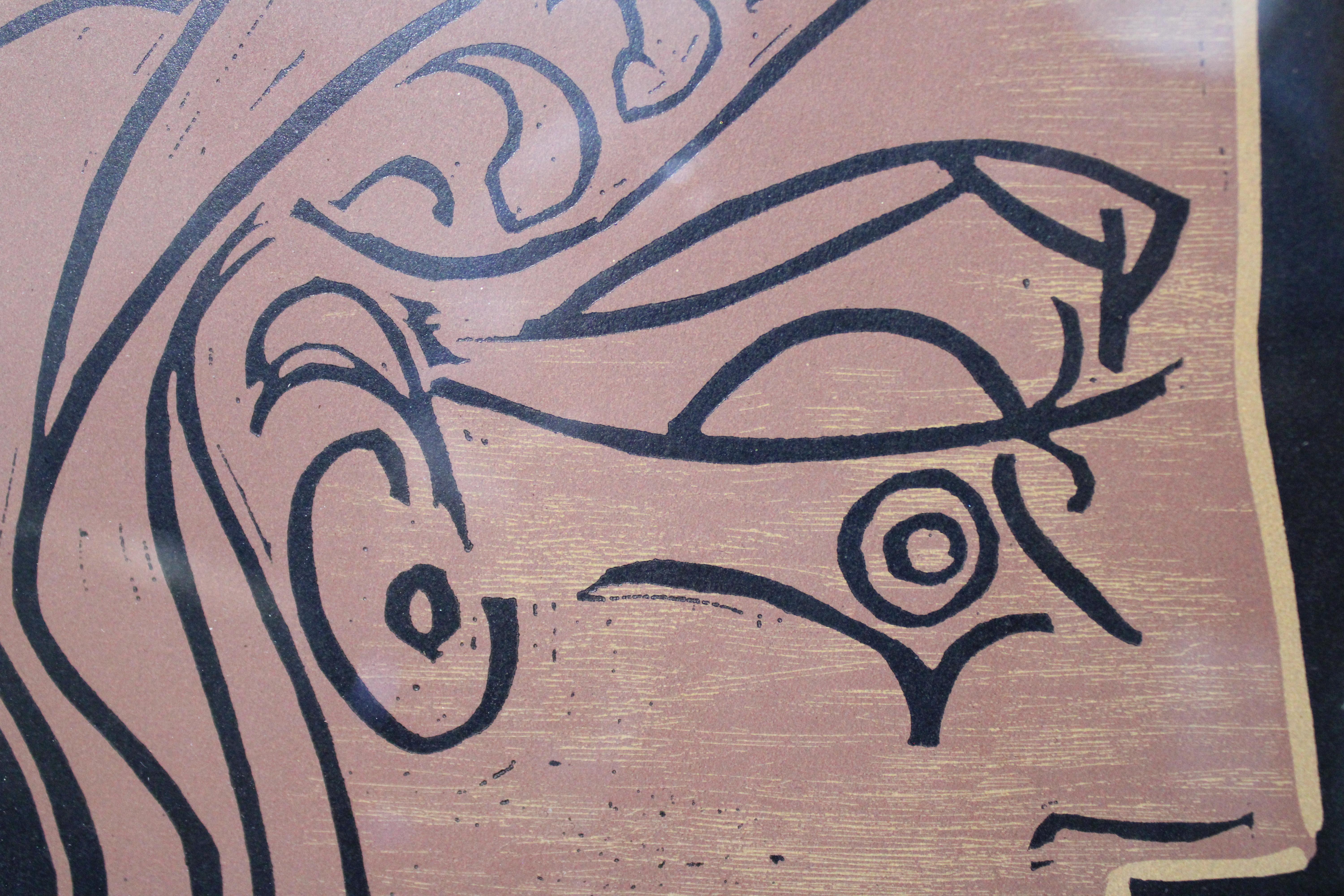 Picasso „Linoleum-Schliff“ Gerahmt (Kubismus), Painting, von Pablo Picasso