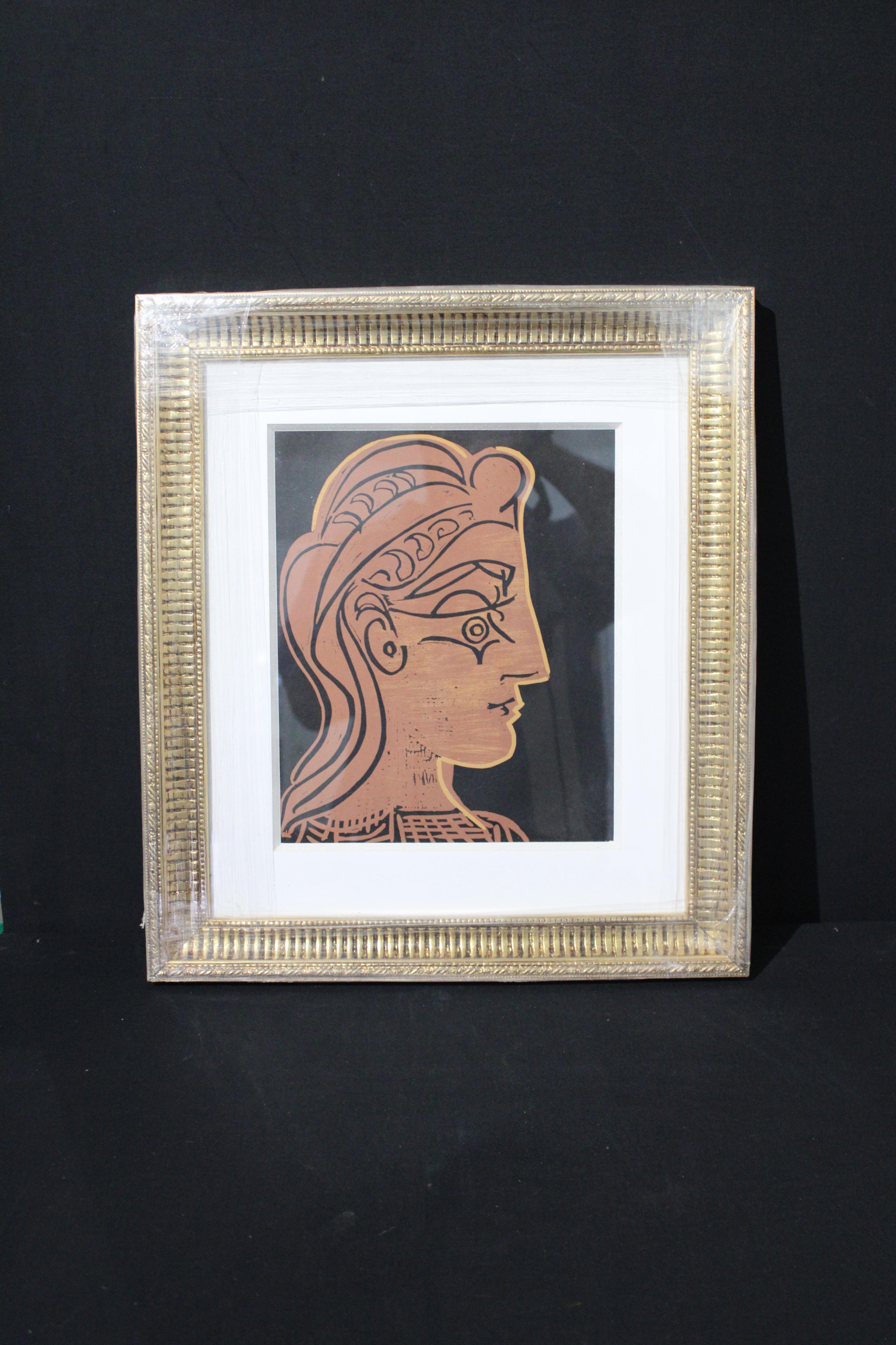 Picasso „Linoleum-Schliff“ Gerahmt (Schwarz), Abstract Painting, von Pablo Picasso