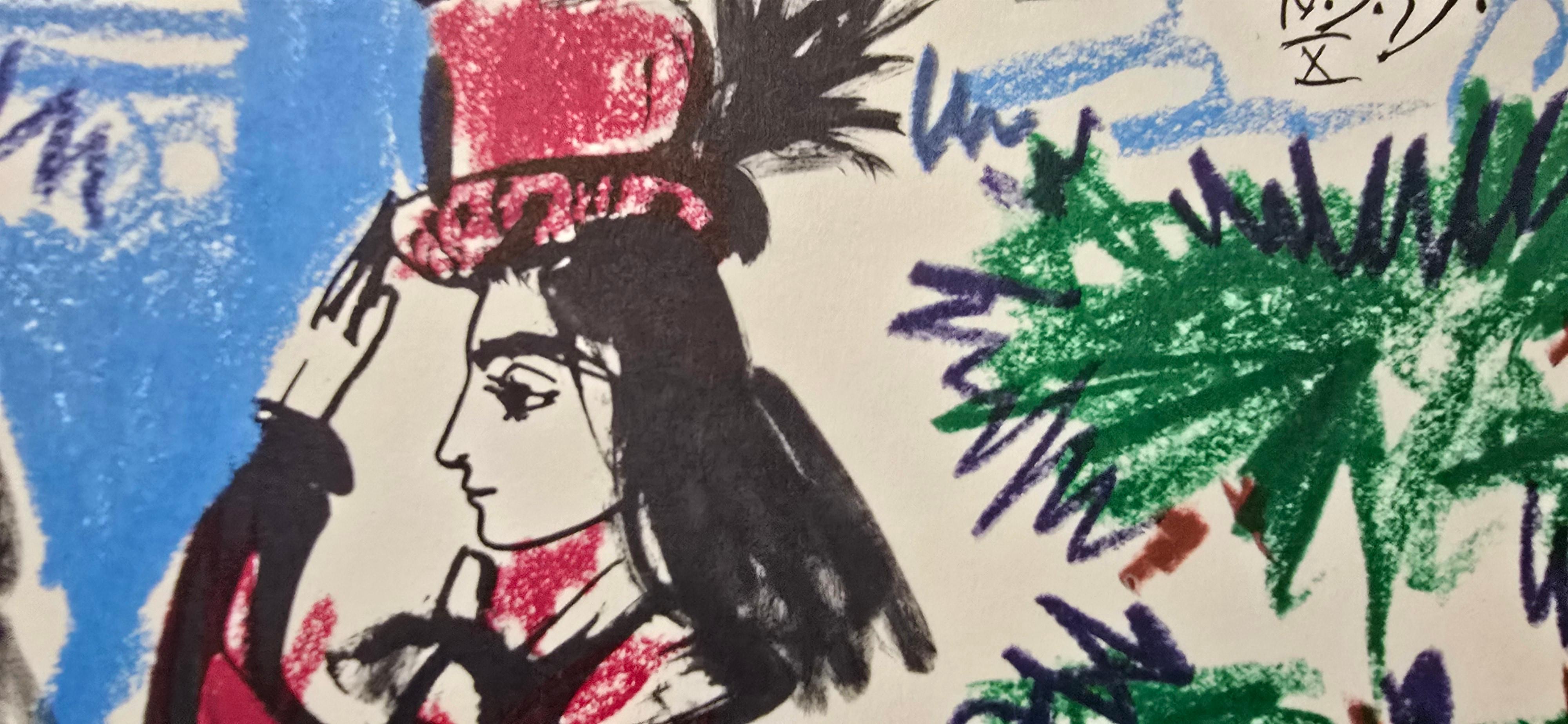 Este cautivador libro, titulado Toros y Toreros, presenta la icónica obra de Pablo Picasso, junto con el perspicaz texto del renombrado torero español Luis Miguel Dominguín. La portada muestra el estilo característico de Picasso, que combina colores