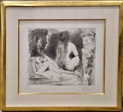 Painter with Nude Female Models, Drypoint on Wove