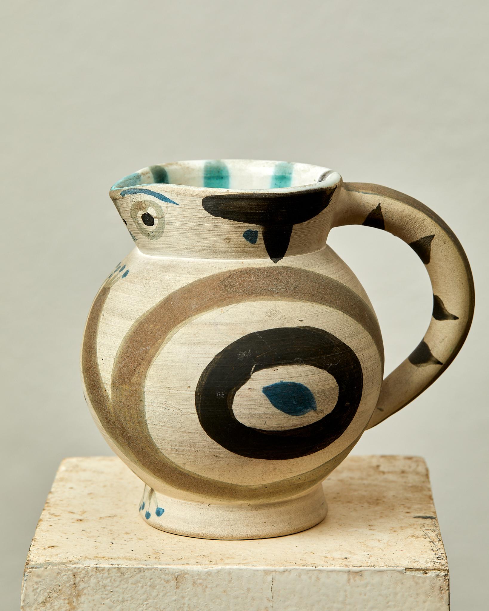 Ceramic Pablo Picasso, Petite chouette, Pichet tourné, 1949, Edition Picasso, Madoura.
