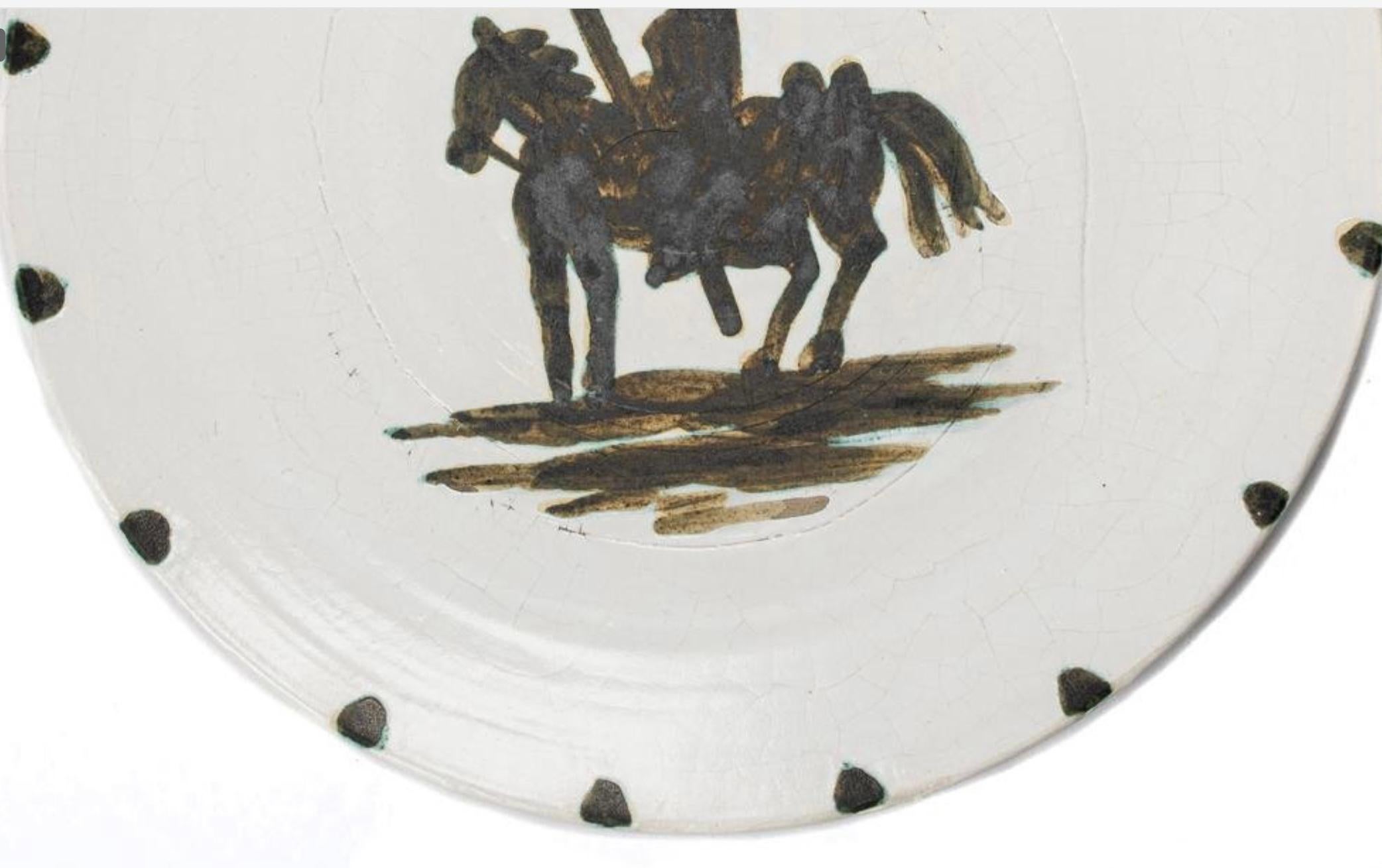 Pablo Picasso “Picador” Pottery Plate, Limited Edition, 1952 In Good Condition For Sale In Bradenton, FL