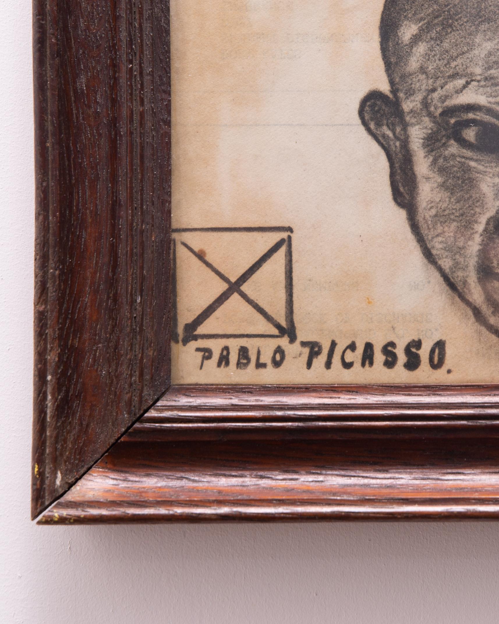 Britannique Portrait de Pablo Picasso au fusain des années 1970 en vente