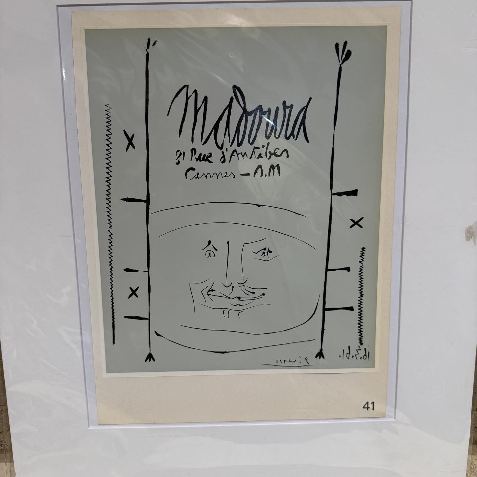 Mid-Century Modern Affiche de Pablo Picasso Galerie Madoura 1961 Cannes en vente