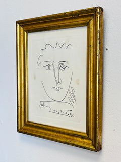Pablo Picasso Pour Roby L'Age de Soleil Print 1960's in Antique Lemon Gold Frame