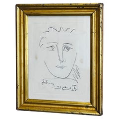 Pablo Picasso Pour Roby L'Age de Soleil Print 1960's in Antique Lemon Gold Frame