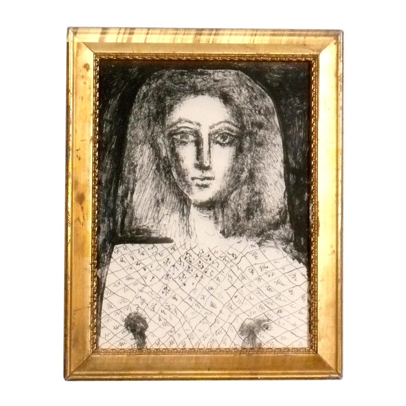 French Pablo Picasso Prints in Vintage Gilt Frames For Sale