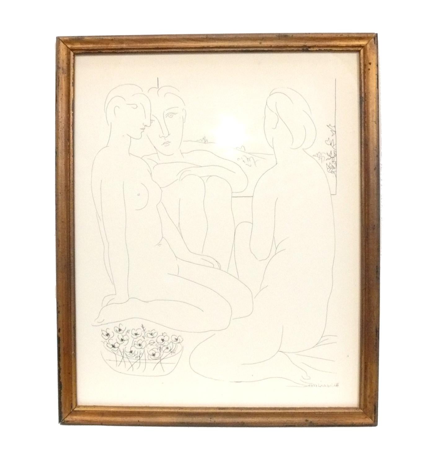 Pablo Picasso Prints in Vintage Gilt Frames In Good Condition In Atlanta, GA