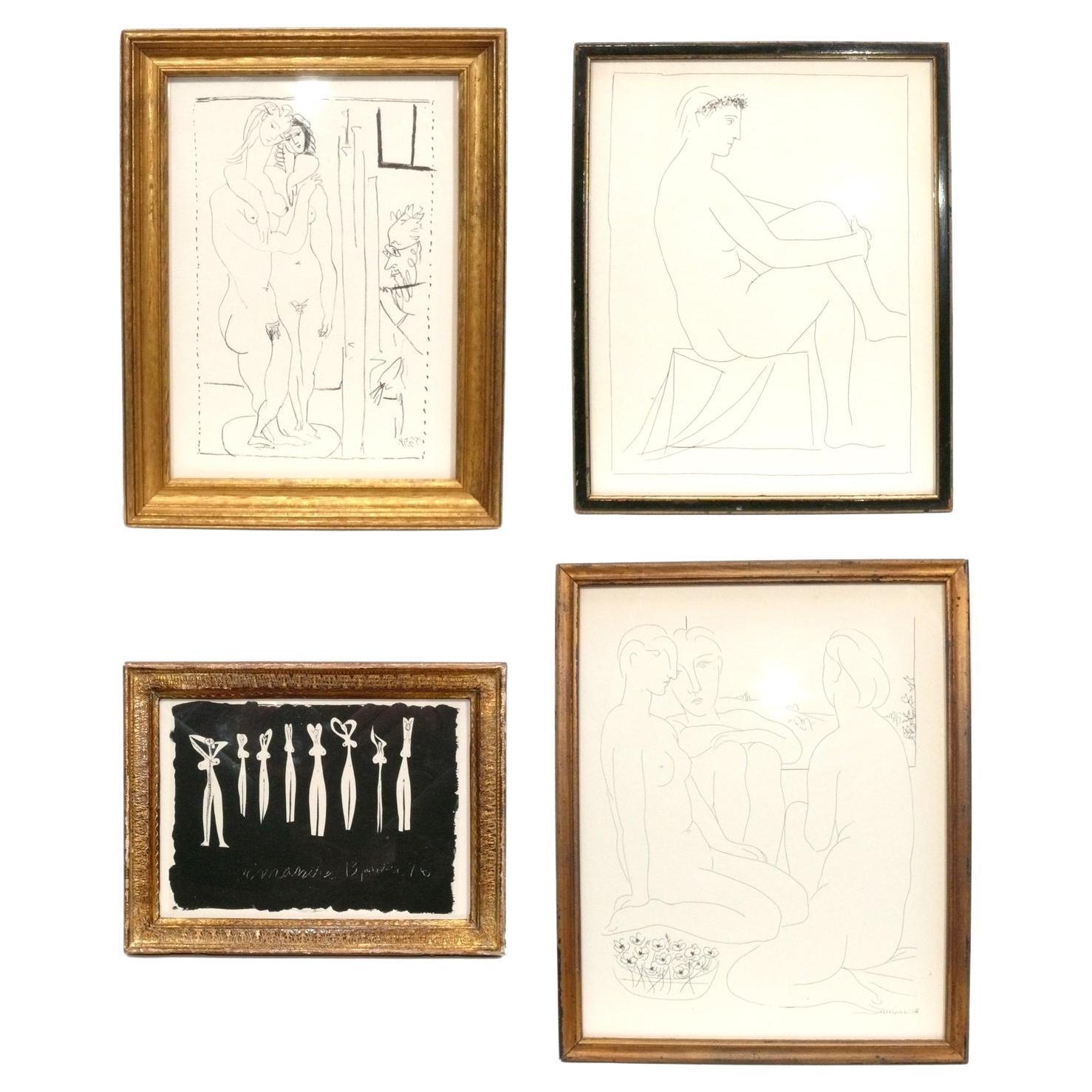 Pablo Picasso Prints in Vintage Gilt Frames For Sale