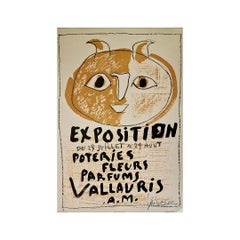 Affiche de Pablo Picasso représentant une exposition de poterie de fleurs et de parfums à Vallauris, 1948