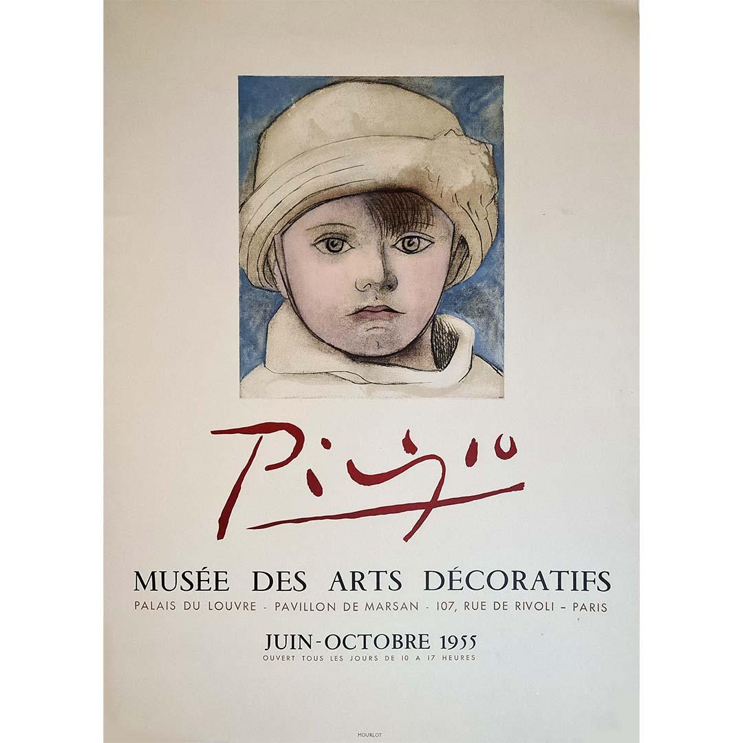 This lithographic poster reproduces a 1923 portrait of Pablo Picasso's son Paulo, for an exhibition at the Musée des Arts Decoratifs in 1955. The Museum was located at the time within the Louvres complex. This poster was reproduced by Mourlot's
