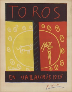 1955 Pablo Picasso 'Toros En Vallauris' Cubism France Lithograph