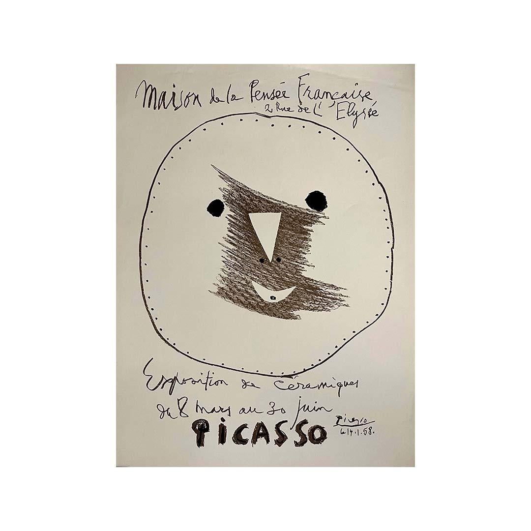 1958 Ausstellungsplakat Picasso in der Maison de la pensée Française im Angebot 2