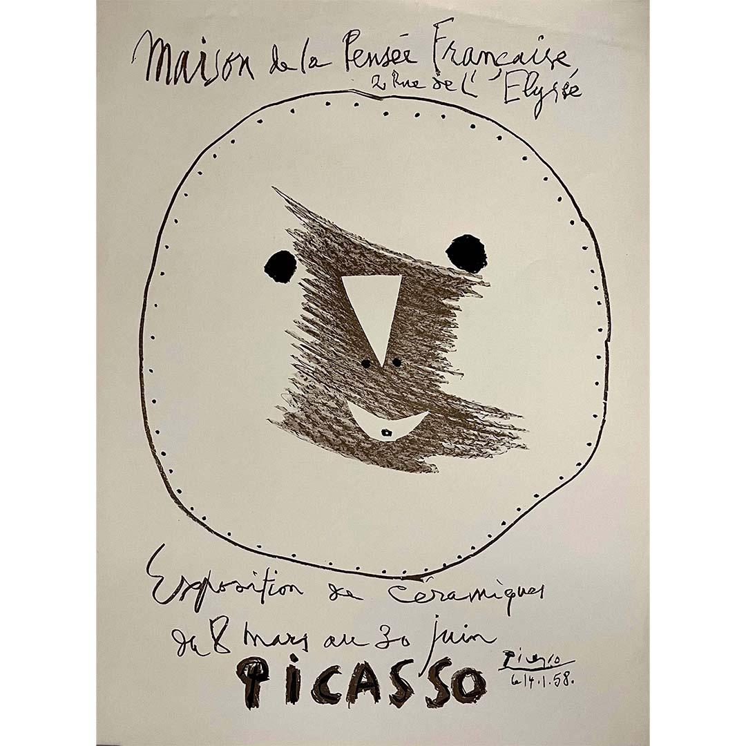 1958 Ausstellungsplakat Picasso in der Maison de la pensée Française