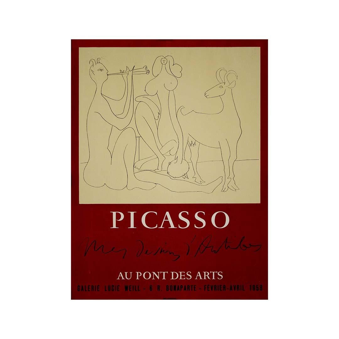 Original-Ausstellungsplakat für „Mes Dessins d'Antibes“ von Pablo Picasso aus dem Jahr 1958 im Angebot 3