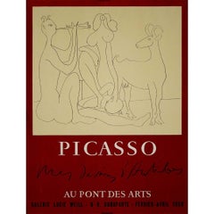 Vintage 1958 original exhibition poster for "Mes Dessins d'Antibes" by Pablo Picasso