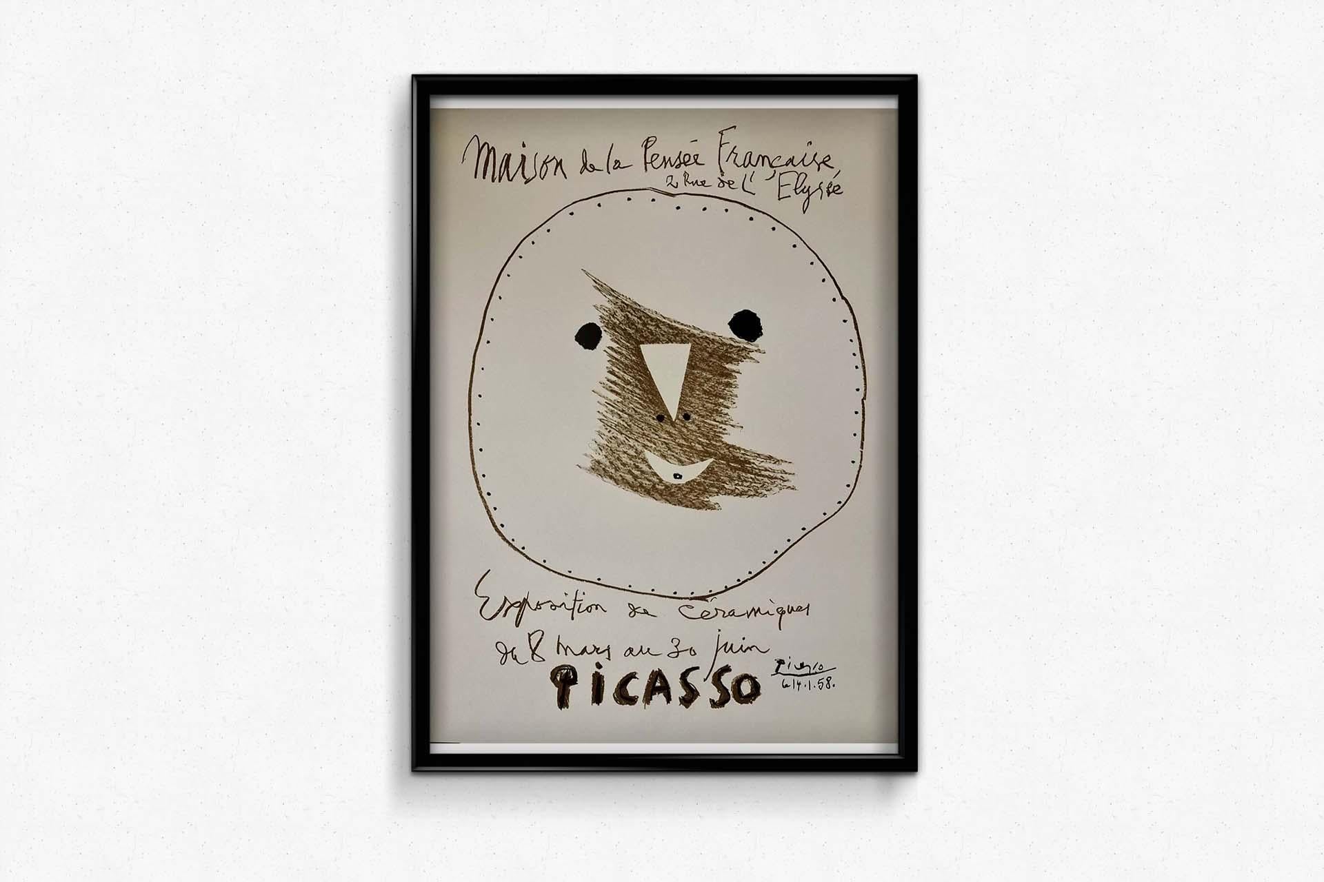 Affiche de 1958 de Pablo Picasso - Exposition de cramique Maison de la pense franaise 1