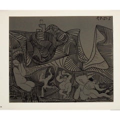 1959 Linogravüre von Pablo Picasso : Bacchanale au hibou