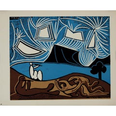 1959 linogravure by Pablo Picasso : Bacchanale