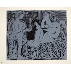 1959 linogravure by Pablo Picasso : Deux femmes