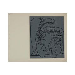 1959 linogravure by Pablo Picasso : Femme accoudée