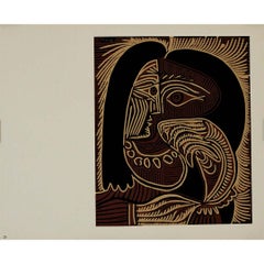 1959 linogravure by Pablo Picasso : Femme au collier