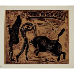 1959 linogravure by Pablo Picasso : Les Banderilles