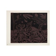 1959 linogravure by Pablo Picasso : Les danseurs au hibou