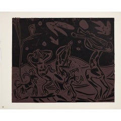 1959 linogravure by Pablo Picasso : Les danseurs au hibou