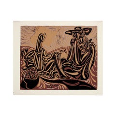 1959 linogravure by Pablo Picasso : Les vendangeurs