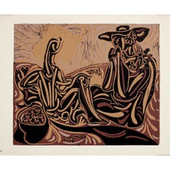 1959 linogravure by Pablo Picasso : Les vendangeurs