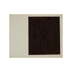1959 linogravure by Pablo Picasso : Picador et cheval